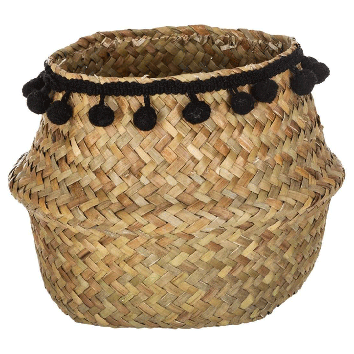 BLACK SEAGRASS BASKET D16CM
