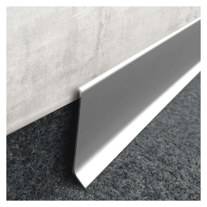 ALUMINIUM SKIRTING 60 60MM SILVER WITH ADHESIVE 2M