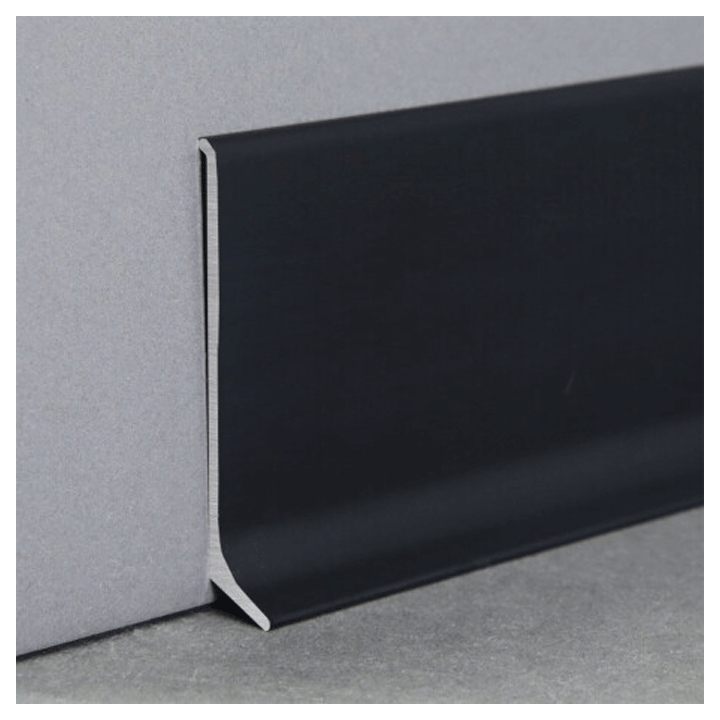 ALUMINIUM SKIRTING 60 60MM BLACK WITH ADHESIVE 2M