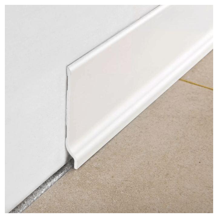 VINYL SKIRTING PVC 70MM WHITE 2M