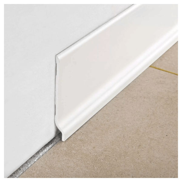 VINYL SKIRTING PVC 70MM WHITE 2M