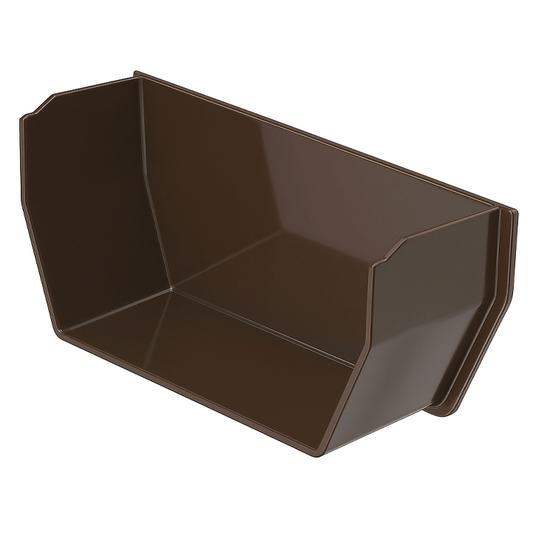 GUTTER END CUP PLASTIC BROWN