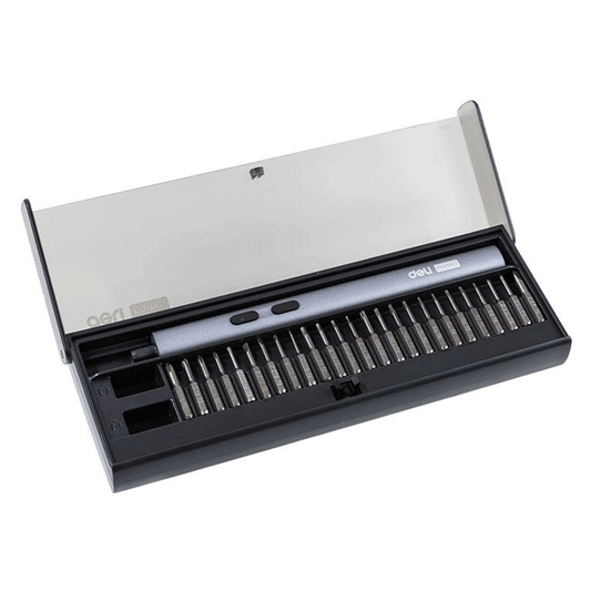 DELI TOOLS BLACK ELECTRIC SET PRECISION SCREWDRIVER 3.7V 25PCS