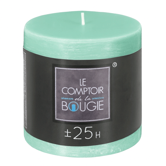 RUSTIC ROUND CANDLE GREEN 6.7X7
