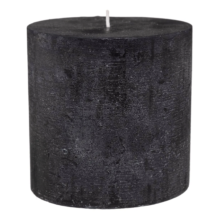 BLACK RUSTIC ROUND CANDLE 10X10CM