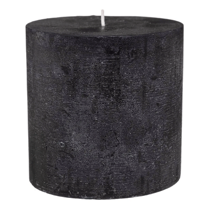 BLACK RUSTIC ROUND CANDLE 10X10CM