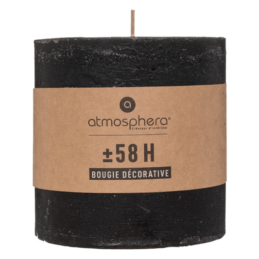 BLACK RUSTIC ROUND CANDLE 10X10CM