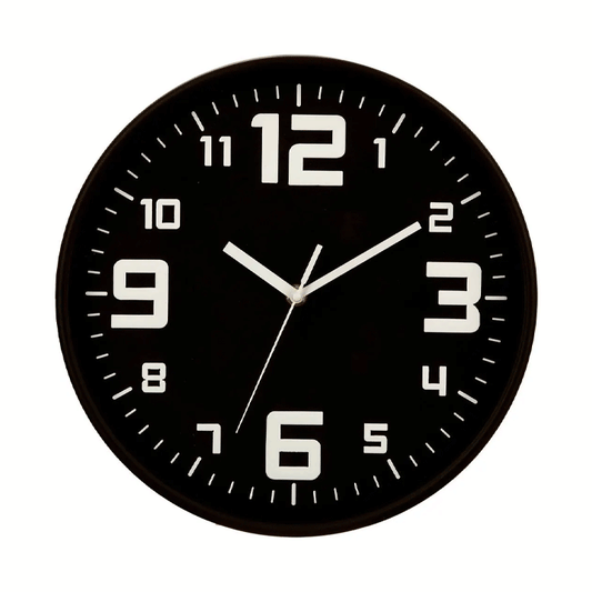 BLACK PLASTIC CLOCK D30