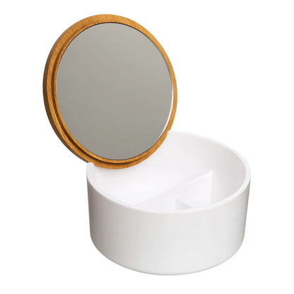 WHITE STORAGE BOX WITH MIRROR