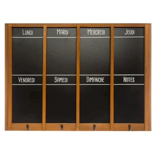 WOOD CHALK BOARD 4 HOOKS 76X56