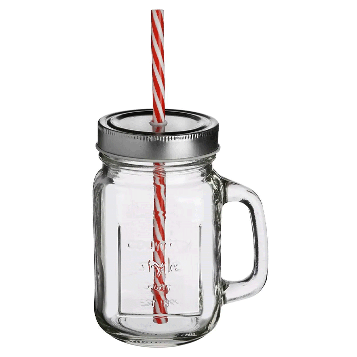 LEMONADE MASON JAR + STRAW 45CL