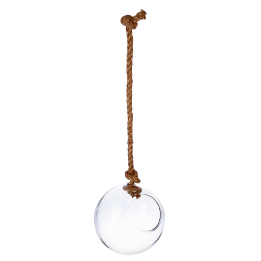 ROUND GLASS+ROPE D19XH22