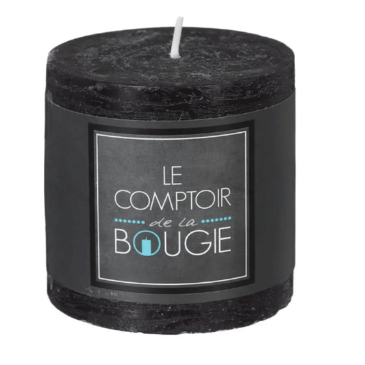 BLACK RUSTIC ROUND CANDLE 6.7X7CM