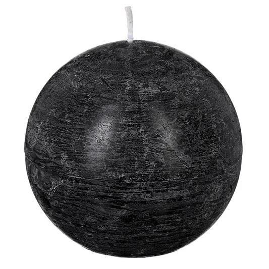 BLACK RUSTIC BALL CANDLE D10CM