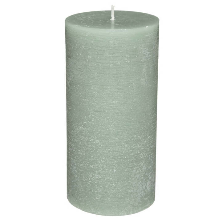 GREEN RUSTIC ROUND CANDLE 6.8X14CM