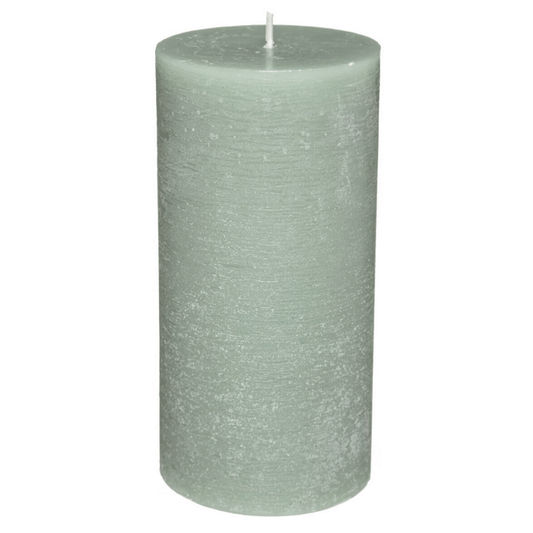 GREEN RUSTIC ROUND CANDLE 6.8X14CM
