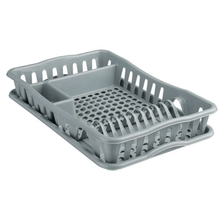 DISH DRAINER + TRAY GREY