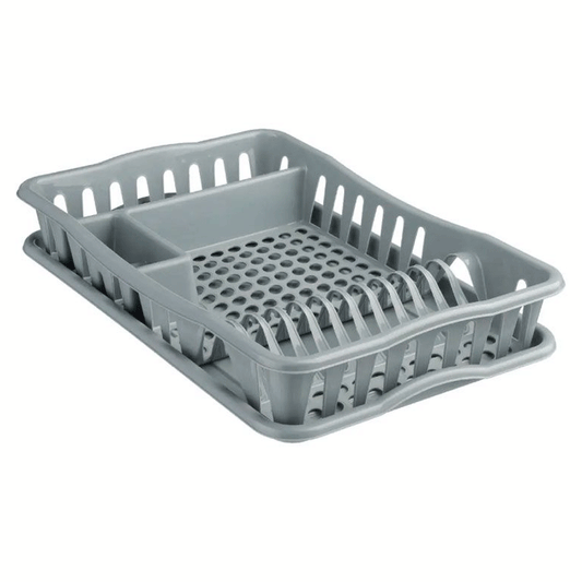 DISH DRAINER + TRAY GREY