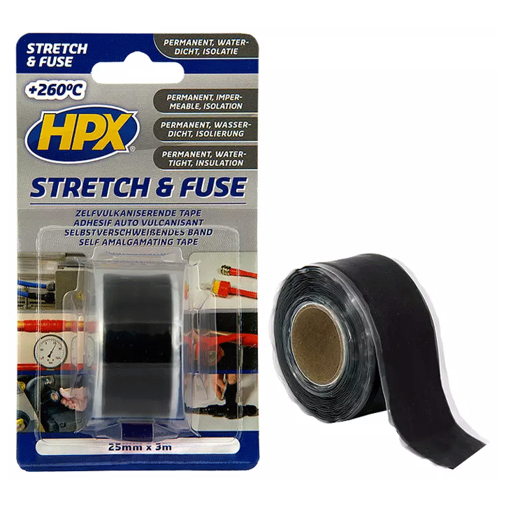 HPX STRETCH & FUSE BLACK 25MMX3M