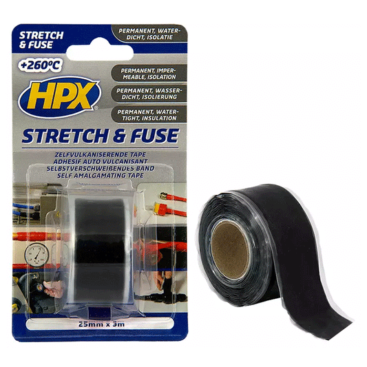 HPX STRETCH & FUSE BLACK 25MMX3M