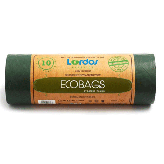 ECOBAGS ON ROLL RM 85X110 W/TAPE OLIVE GREEN