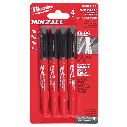 MILWAUKEE INKZALL ULTRA FINE TIP MARKERS  SET 4PCS