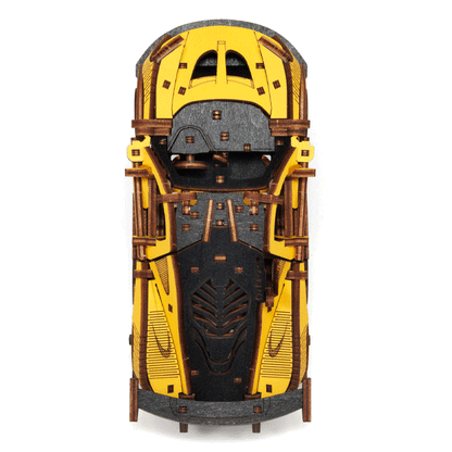 CONSTRUCTION KIT OF MECHANICAL MODEL"RACING CAR" YELLOW