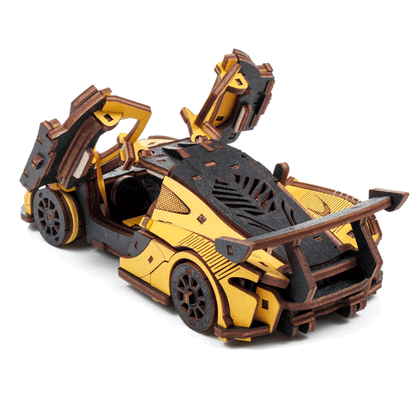 CONSTRUCTION KIT OF MECHANICAL MODEL"RACING CAR" YELLOW