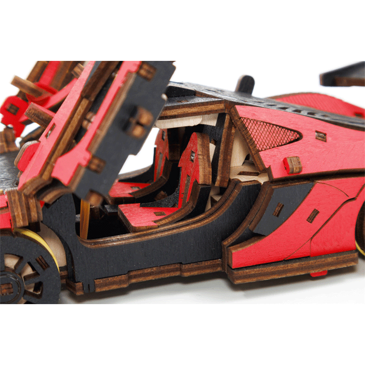 CONSTRUCTION KIT OF MECHANICAL MODEL"RACING CAR" RED