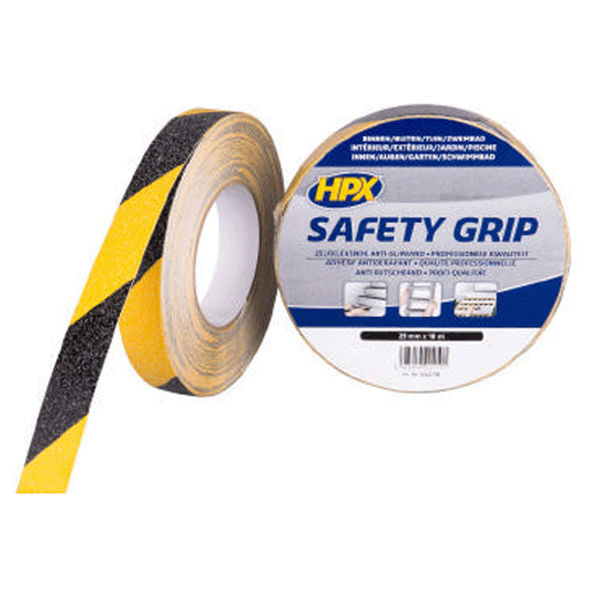 HPX SAFETY GRIP 25MMX18M BLACK/YELLOW