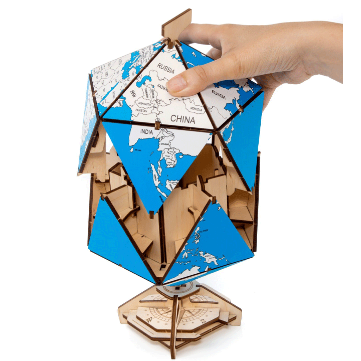 CONSTRUCTION KIT OF MECHANICAL MODEL"ICOSAHEDRAL GLOBE" BLUE
