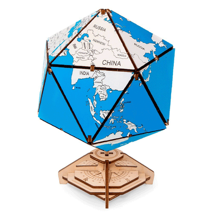 CONSTRUCTION KIT OF MECHANICAL MODEL"ICOSAHEDRAL GLOBE" BLUE
