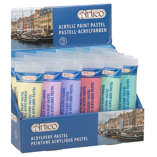 ACRYLIC PAINT PASTEL 75ML PV 48 0,50 ARTICO 6ASS CLR DSPLX24