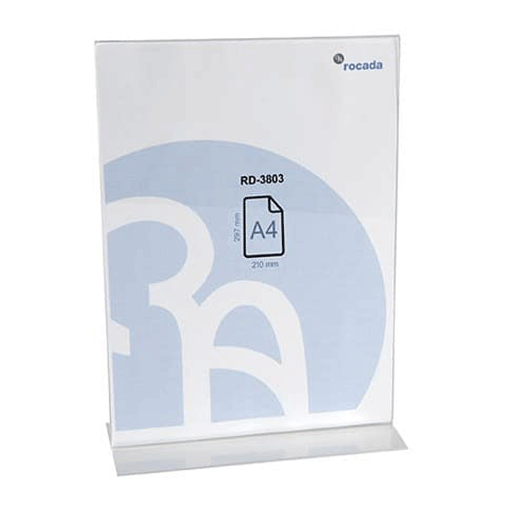ACRYLIC HORIZONTAL DISPLAY STAND A4 T-SHAPED-CLR