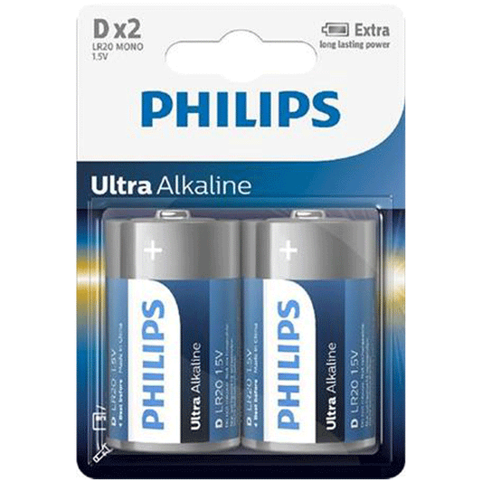 BATTERY LR20/D 2PCS 240 2,15 PHILIPS ULTRA ALKALINE BL LR20E2B/10