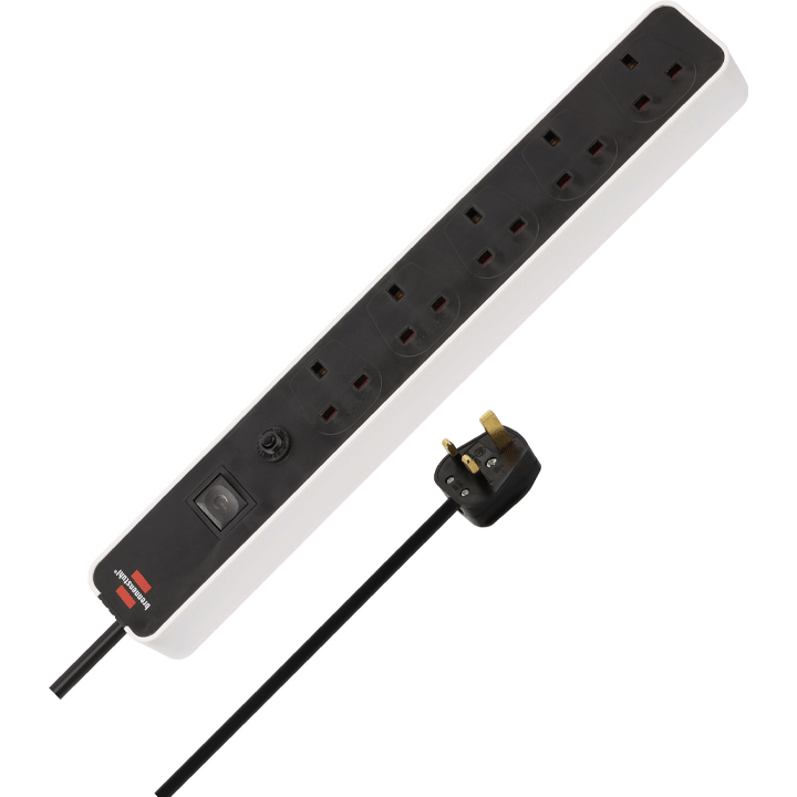ECOLOR EXTENSION 5WAY  3M WHITE/BLACK WITH SWITCH AND SAFETY FUSE BUTTON