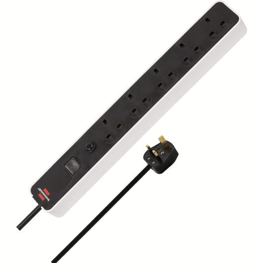 ECOLOR EXTENSION 5WAY  3M WHITE/BLACK WITH SWITCH AND SAFETY FUSE BUTTON