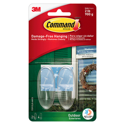3M COMMAND WATER RESISTANT MEDIUM HOOKS 2PCS 900GR CLEAR