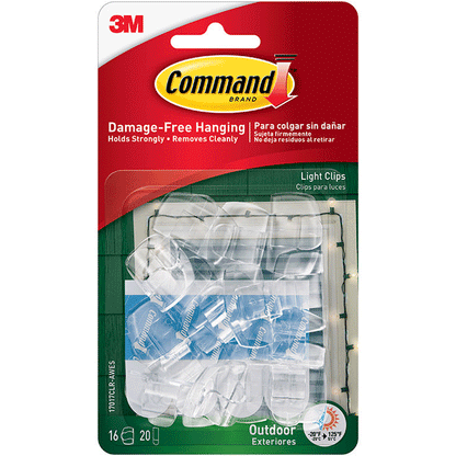 3M COMMAND WATER RESISTANT LIGHT CLIPS 8PCS CLEAR