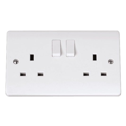 2-GANG SINGLE POLE SW/SOCKET 13A WHITE