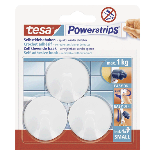 TESA 3PCS SET HOOKS SMALL CIRCLE WHITE