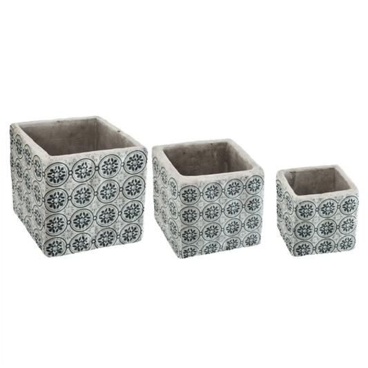 SQUARE CEMENT POT X3