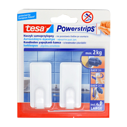 TESA 2PCS HOOKS CLASSIC WHITE