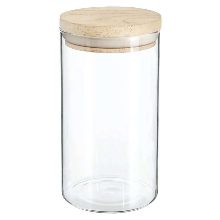 JAR GLASS+WOOD 1L HERMET