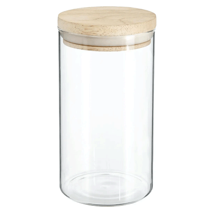 JAR GLASS+WOOD 1L HERMET