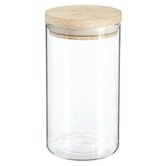 JAR GLASS+WOOD 1L HERMET