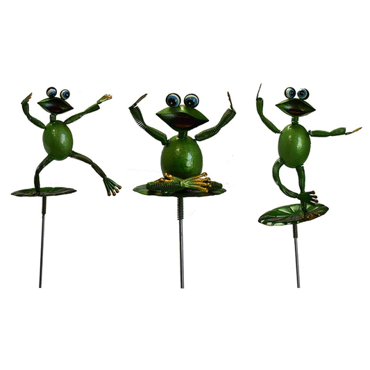 GARDEN STAKE 3AS YOGA FROG 11X7.5X90CM
