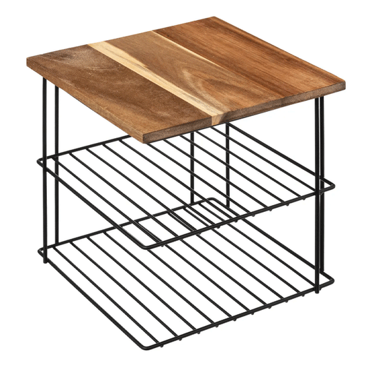 2TIER CORNER SHELF BLACKACIA