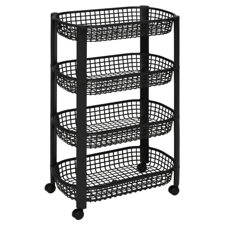 BLK 4 TIERS PP BASKETS TROLLEY