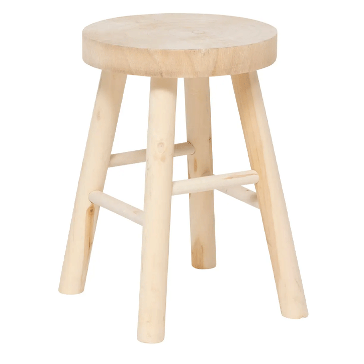 NYAR PAULOWNIA BEIGE STOOL D28X41CM